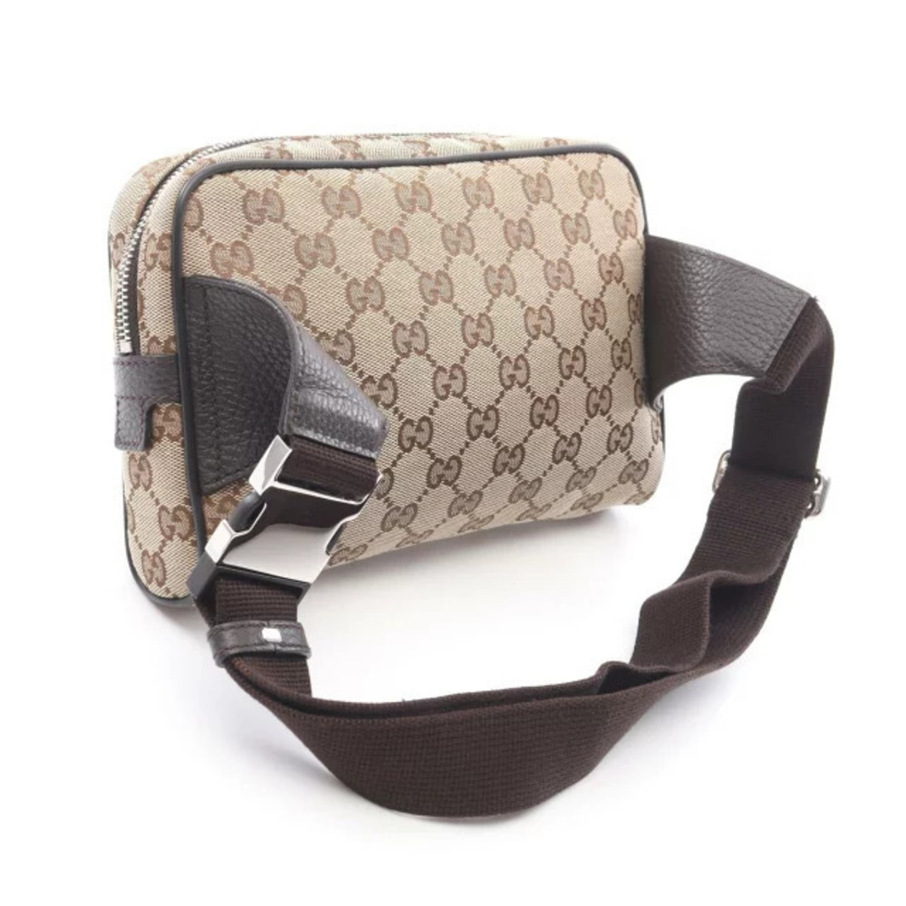 Gucci GG Bag Canvas Brown Body Belt Beige Cream Waist Tan Cream